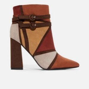 JustFab Adler Patchwork Heeled Bootie Size 7